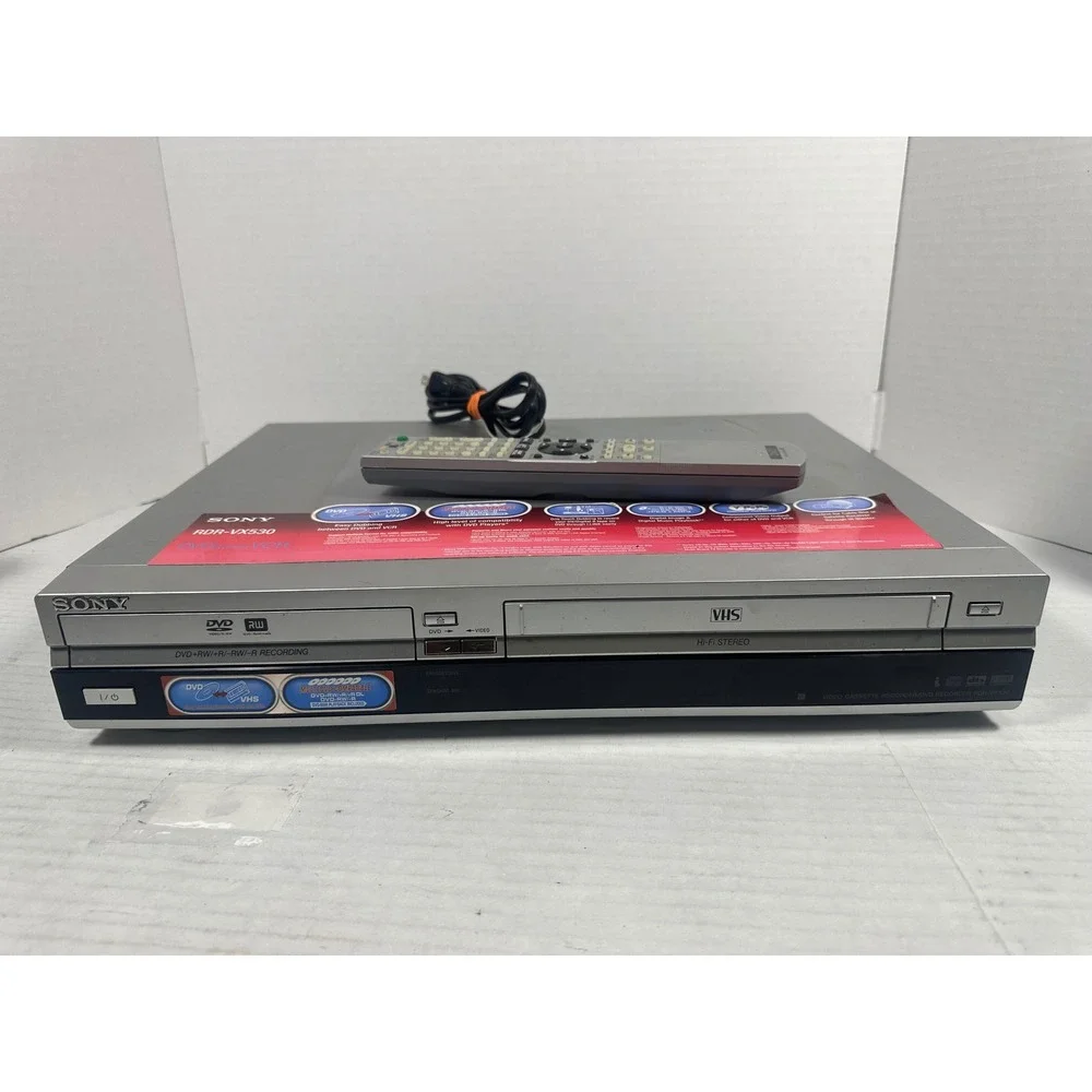 Sony RDR-VX530 DVD Recorder VCR Combo Silver One-Touch Dubbing with Remote